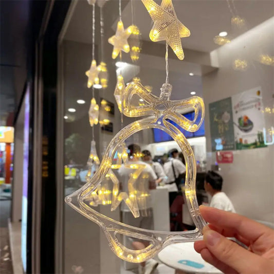 3pcs LED Star Hanging Lights - Festive Window Ornaments for Christmas Decoration