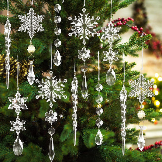 10pcs Acrylic Icicle Ornaments – Elegant Christmas Tree Decorations & Snow-Themed Ceiling Pendants for Holiday Home Decor