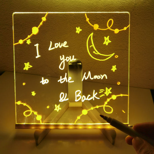 LED Acrylic Message Board Night Lamp – Creative DIY Notepad with 7 Color Pens, USB-Powered, Perfect for Notes, Decor, and Gifting